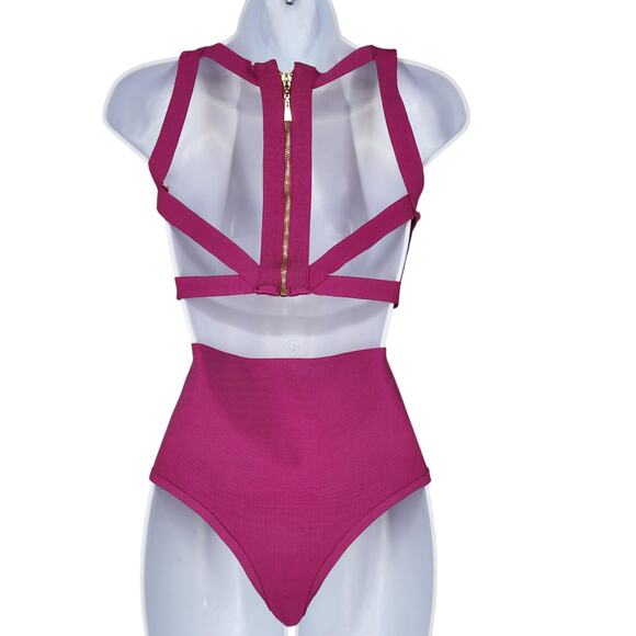 NBD x Naven Pippa Magenta Bandage Bodysuit with Cut-Out Waist & Back Small - Picture 6 of 11